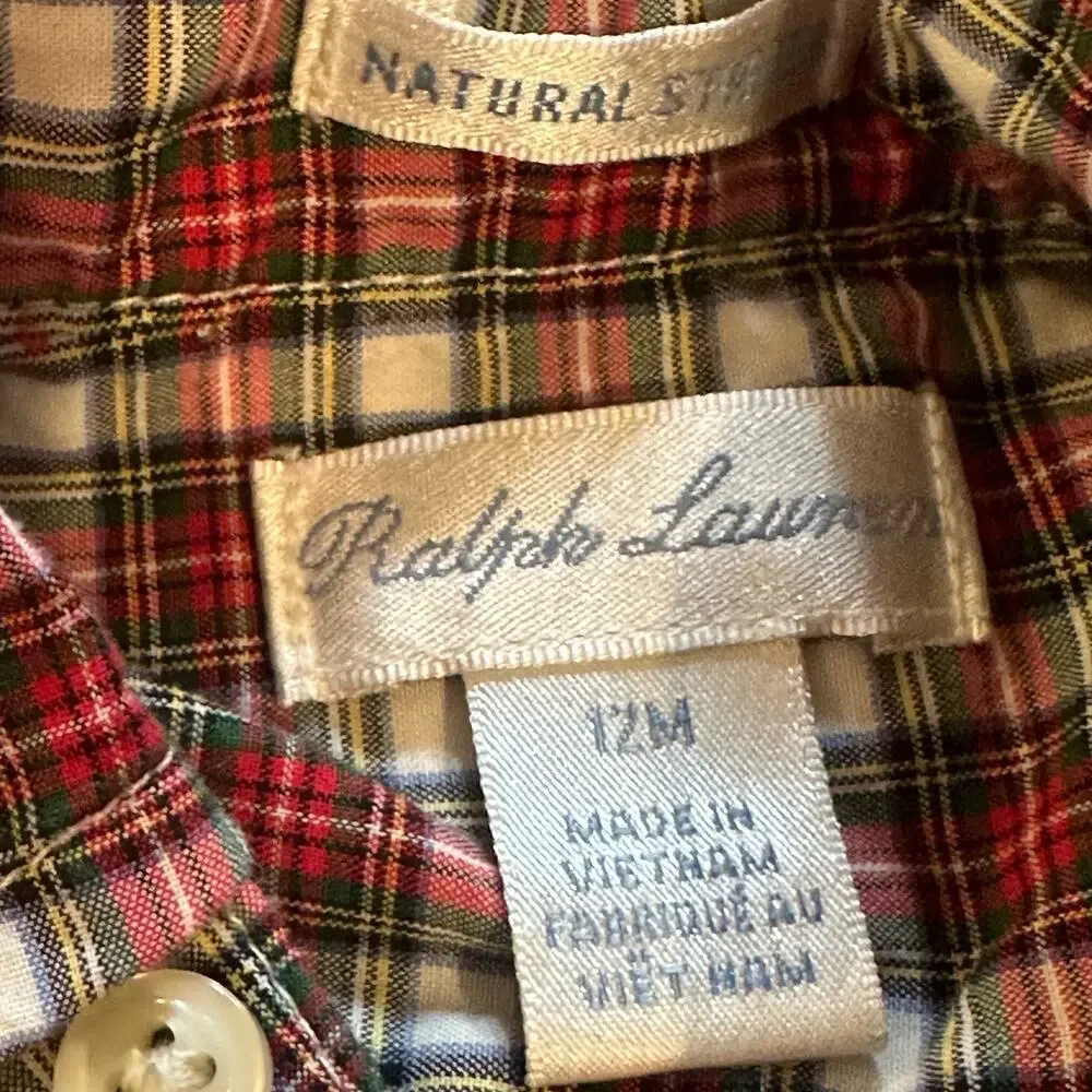 Boy's Ralph Lauren Plaid Button Down Long Sleeve Shirt sz 12 m Polo Pony Logo